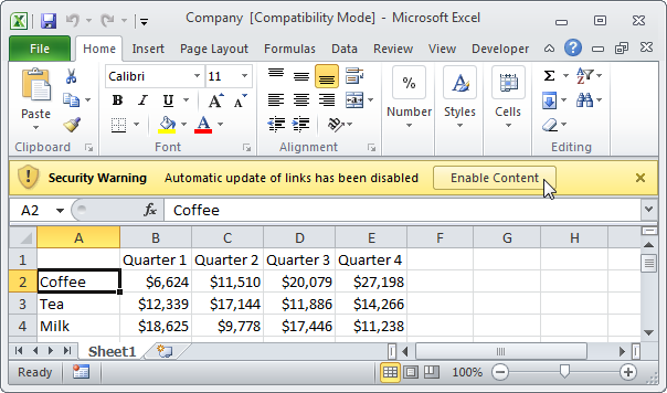 Внешняя ссылка в Excel