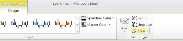 Работа со спарклайнами в Excel