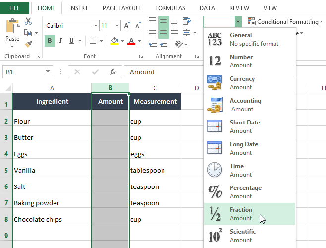 Обыкновенные дроби в Excel