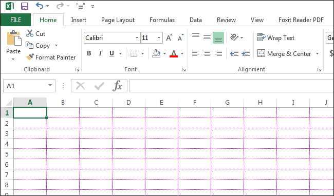 Изменяет цвет линий сетки в Excel