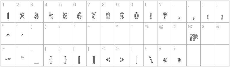 Шрифт Constacia Modern Deco - цифры и символы