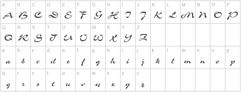 Шрифт Corrida - английский алфавит