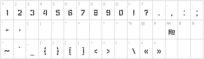 Шрифт Depot Trapharet 2d - цифры и символы