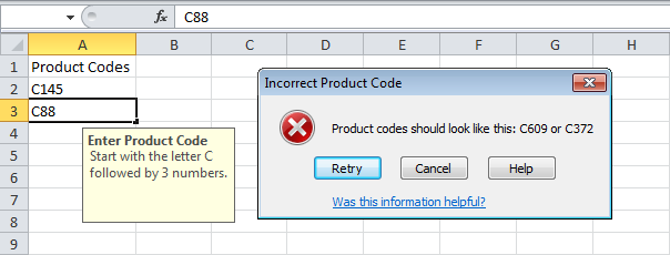 Коды продуктов в Excel