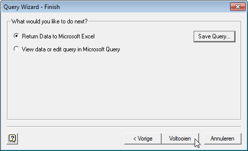 Microsoft Query в Excel