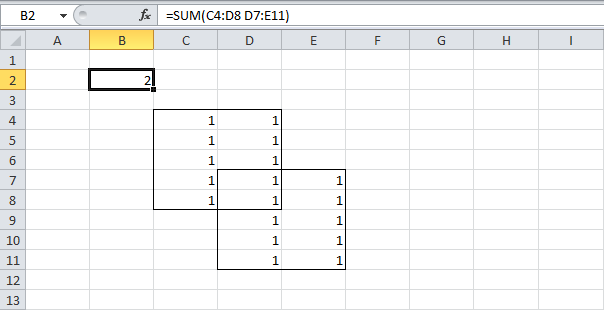 Объединение и пересечение в Excel