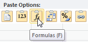 Параметры вставки в Excel