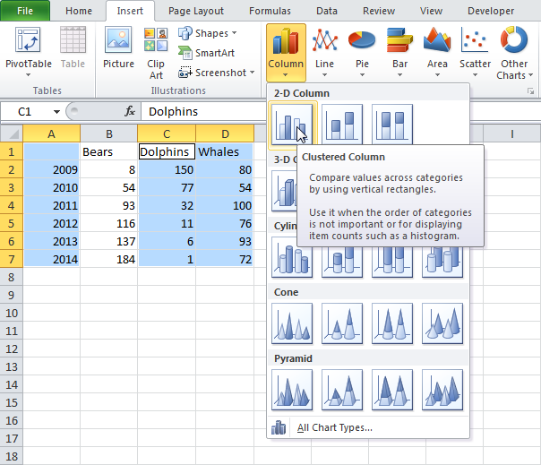 Гистограмма в Excel