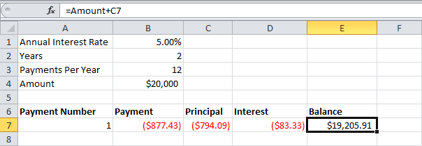 График погашения кредита в Excel
