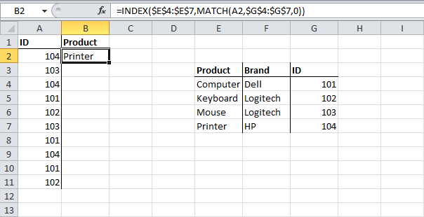 Левый поиск в Excel