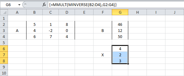 Линейные уравнения в Excel