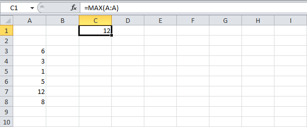 Поиск максимального значения в Excel