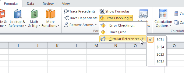 Циклические ссылки в Excel