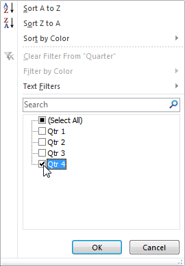 Фильтр в Excel