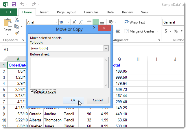 Переместить или скопировать лист в Excel
