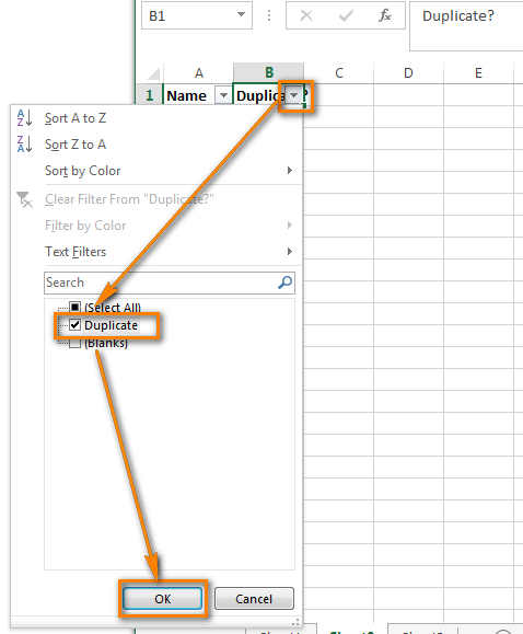 Сравнить столбцы и удалить дубликаты в Excel