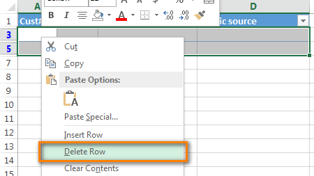 Удаляем пустые строки в Excel