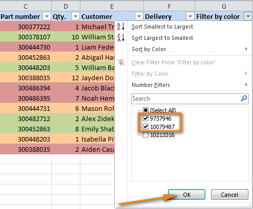 Сортировка и фильтрация по цвету в Excel