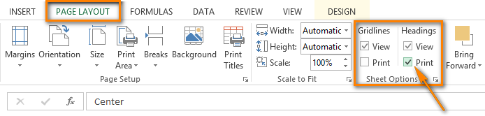 Печать заголовков в Excel