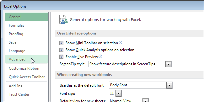 Скрываем заголовки строк и столбцов в Excel