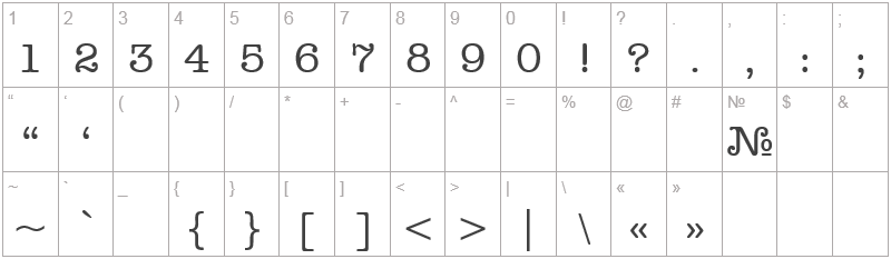 Шрифт a_OldTyper - цифры и символы