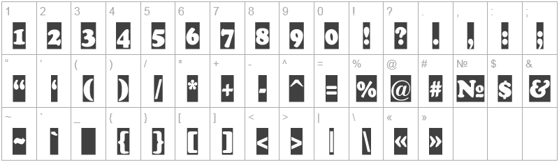 Шрифт Acooperblackcm - цифры и символы