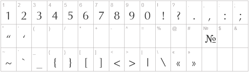 Шрифт AgOpus - цифры и символы