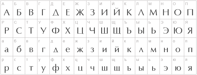 Шрифт AgOpus - русский алфавит