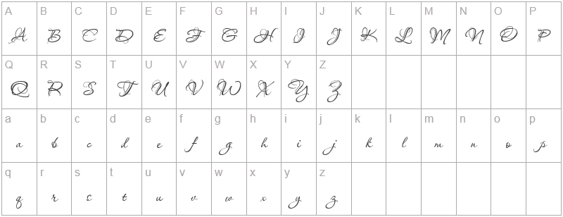 Шрифт Aquarelle - английский алфавит