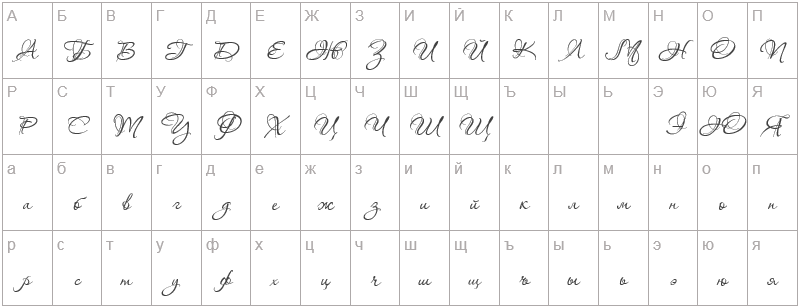 Шрифт Aquarelle - русский алфавит