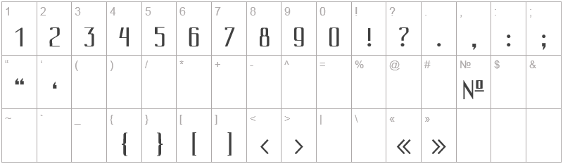 Шрифт Cony - цифры и символы