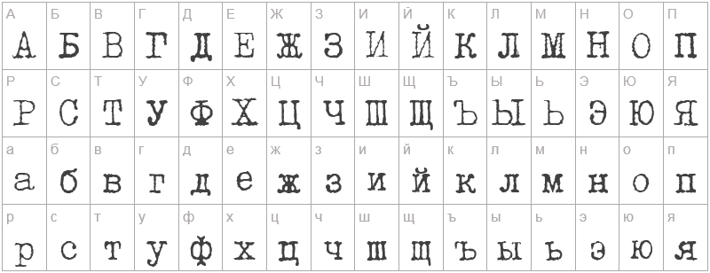 Шрифт Lettera Trentadue - русский алфавит