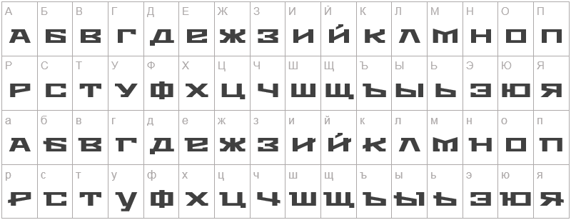 Шрифт Metro - русский алфавит