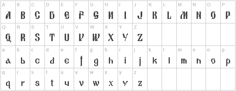 Шрифт OldCyr Bold - английский алфавит