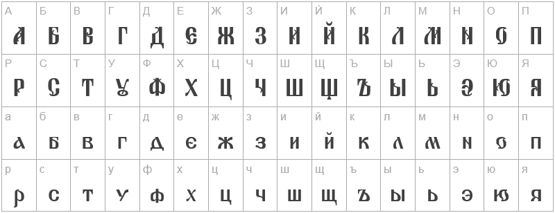 Шрифт OldCyr Bold - русский алфавит