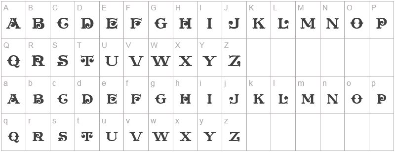 Шрифт Plymouth - английский алфавит