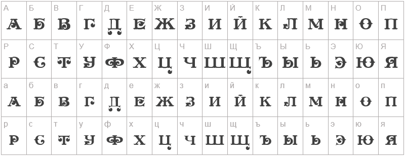 Шрифт Plymouth - русский алфавит
