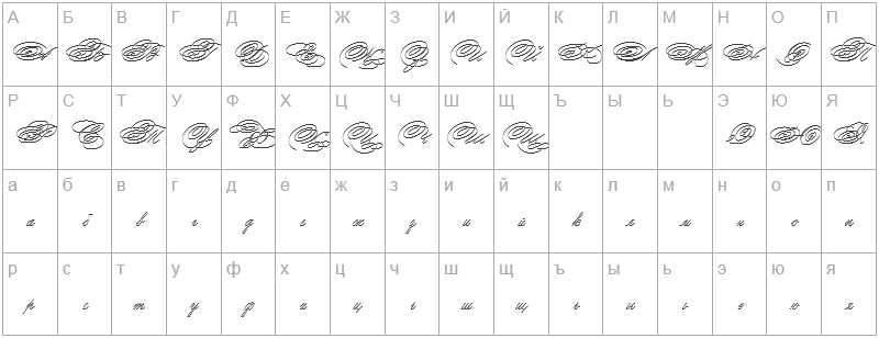 Шрифт Zanerian Two - русский алфавит