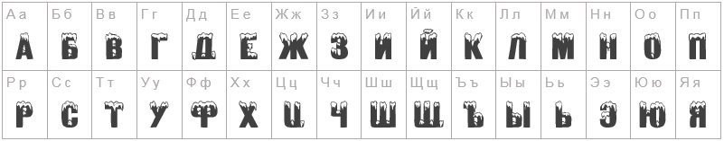Шрифт Zanesennyj - русский алфавит
