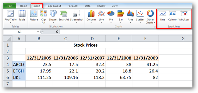 Как использовать спарклайны в Excel 2010