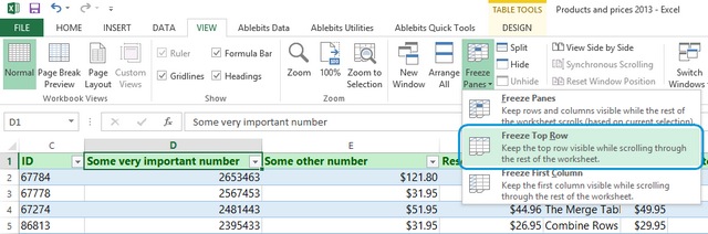 Как закрепить верхние строки в Excel