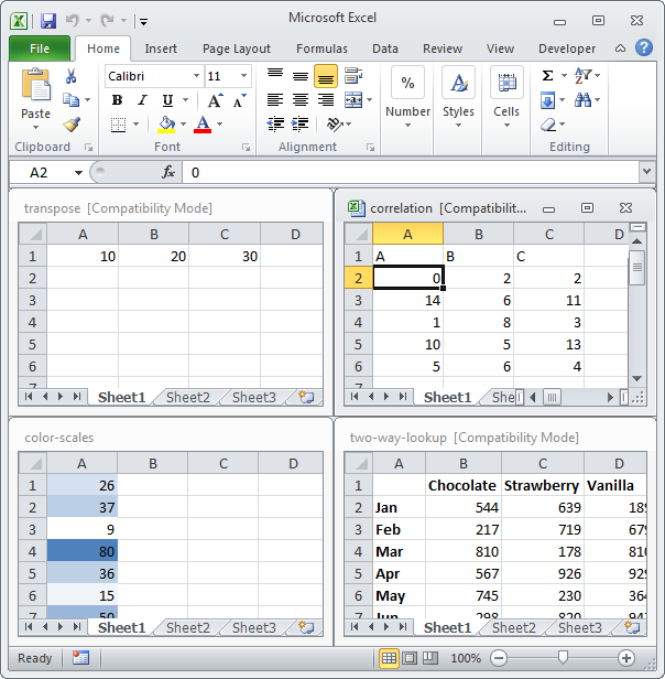 Рабочая область в Excel