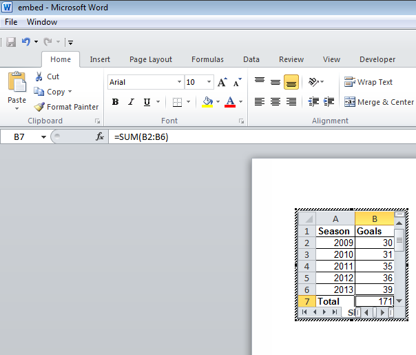 Вставка листа Excel в Microsoft Word