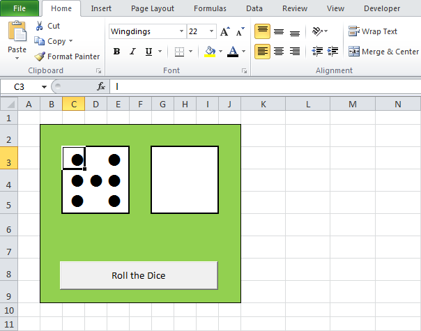 Игра «Бросить кости» в Excel