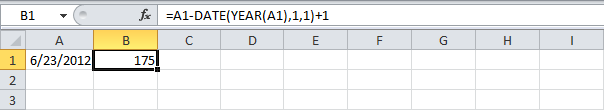 Как вычислить день года для даты в Excel