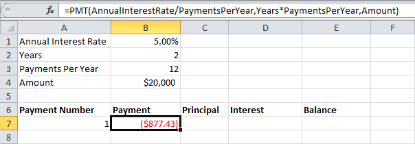 График погашения кредита в Excel