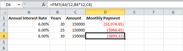 Кредиты различной длительности в Excel