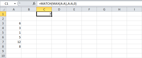 Поиск максимального значения в столбце в Excel