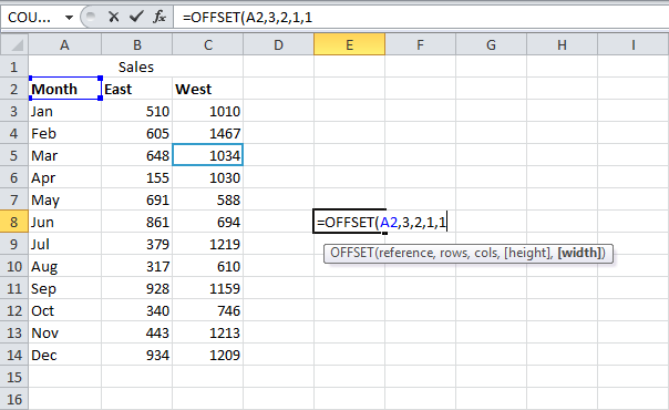 Функция СМЕЩ в Excel