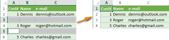 Как удалить все пустые строки в Excel